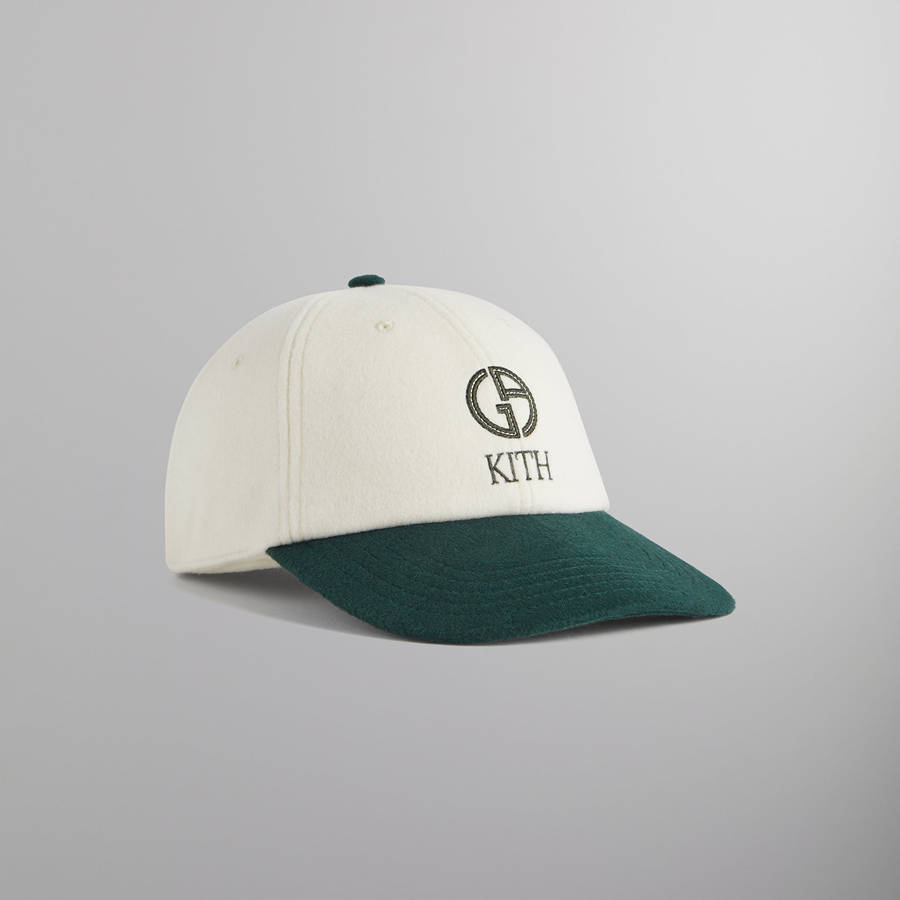 White / Green Men Kith and Giorgio Armani Two Tone Baseball Cap | 6251-CNEFP