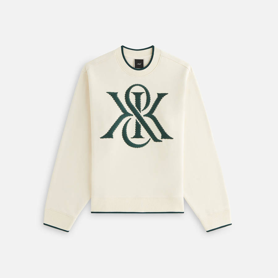 White / Green Women Kith Ashwin Magnified Crest Crewneck Sweaters | 0986-ILVEC