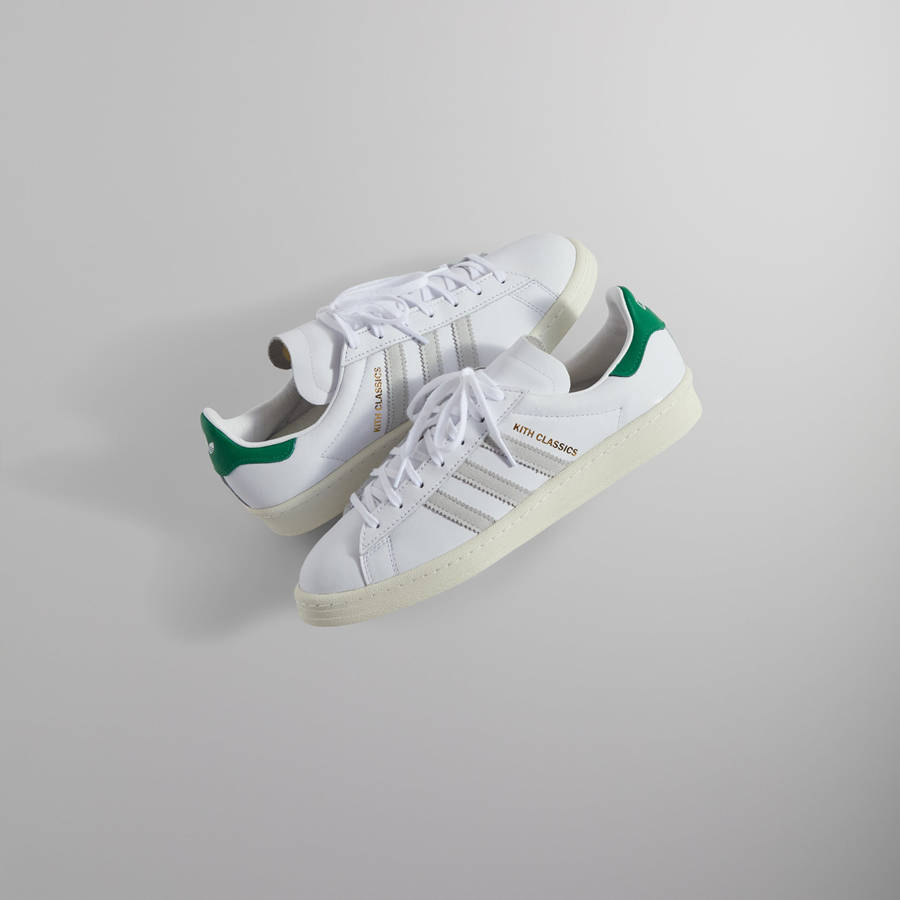 White / Green Women Kith Classics for adidas Originals Campus 80s Sneakers | 4791-CZKMN