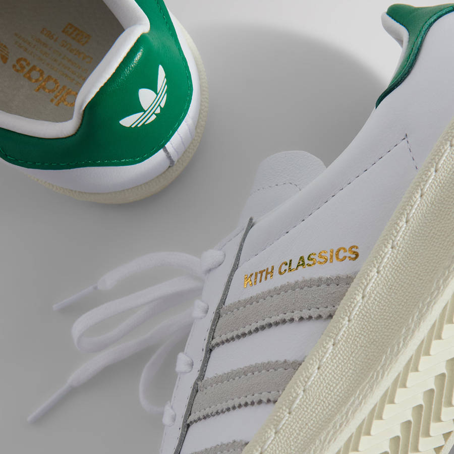 White / Green Women Kith Classics for adidas Originals Campus 80s Sneakers | 4791-CZKMN