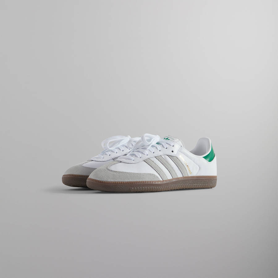 White / Green Women Kith Classics for adidas Originals Samba OG Sneakers | 8543-GZIBA