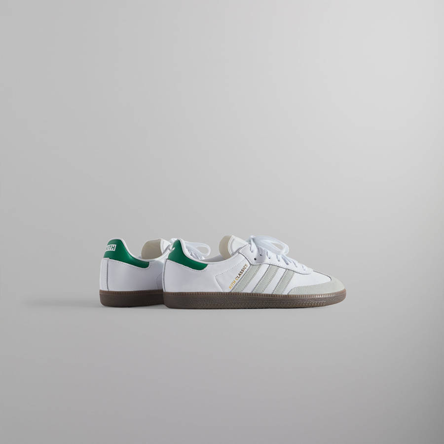 White / Green Women Kith Classics for adidas Originals Samba OG Sneakers | 8543-GZIBA