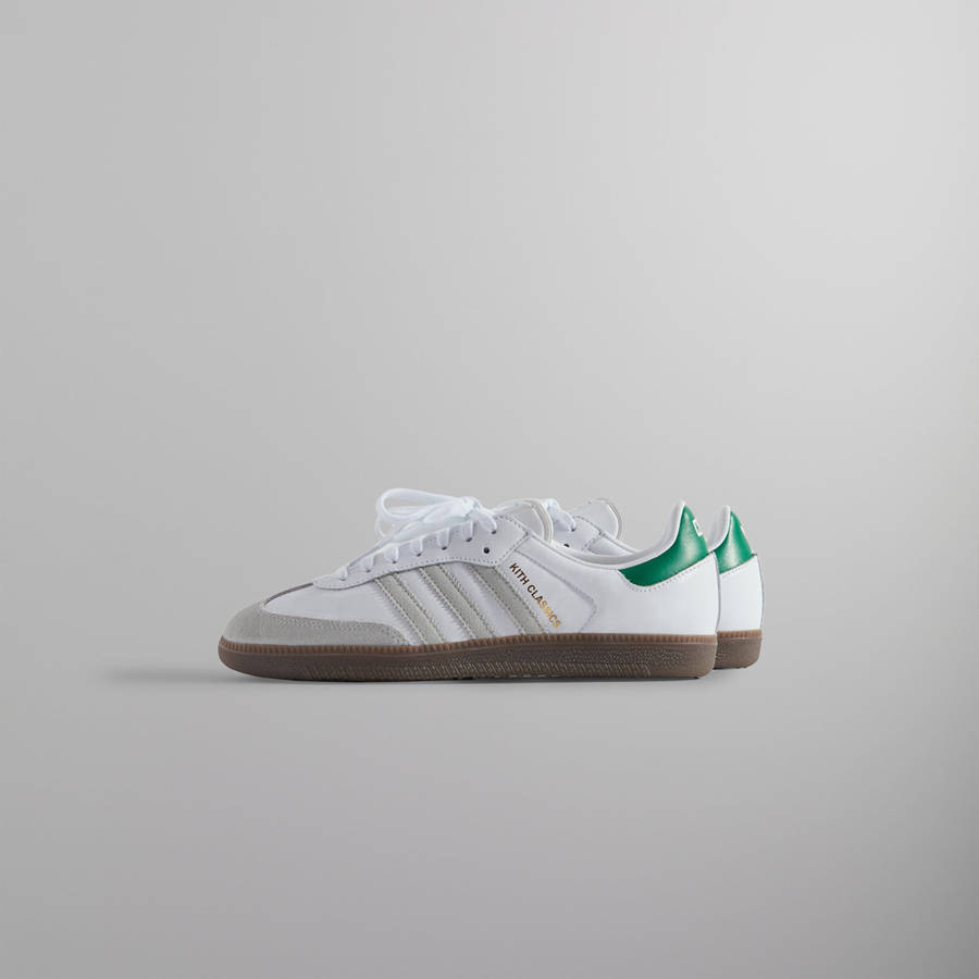 White / Green Women Kith Classics for adidas Originals Samba OG Sneakers | 8543-GZIBA