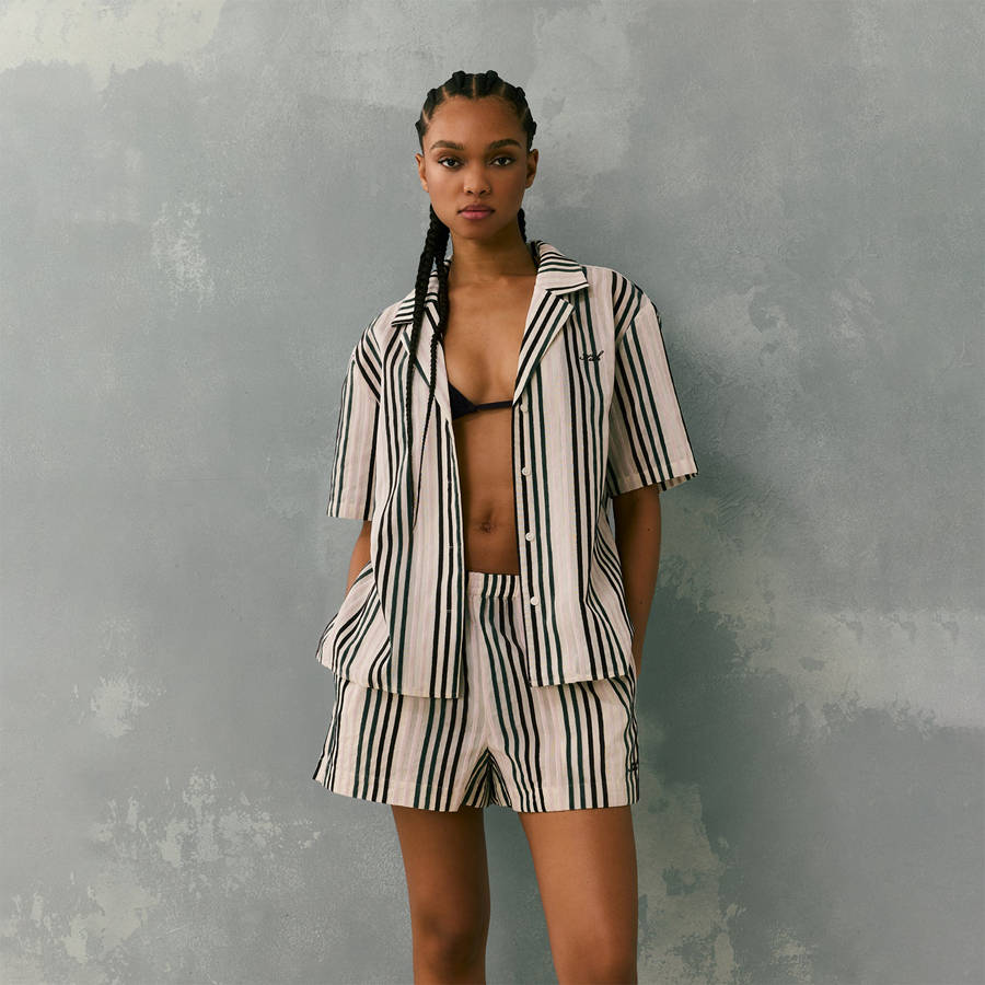 White / Green Women Kith Elena II Chenille Stripe Shirts | 9741-VTCNP