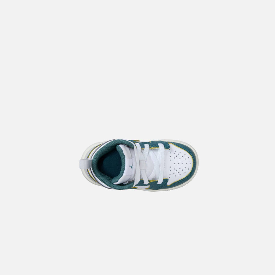 White / Green / Grey Kids' Kith Jordan TD Air Jordan 1 Mid SE Sneakers | 9760-TBLWG
