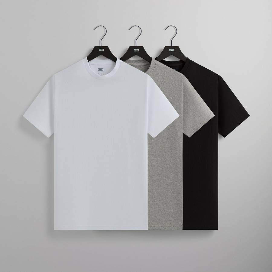 White / Grey / Black Men Kith 3-Pack Undershirt Underwear | 1745-YNTUC