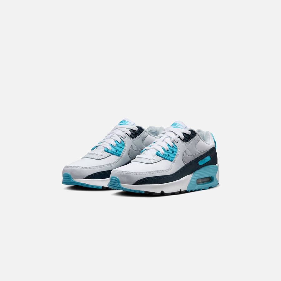 White / Grey / Blue Kids' Kith Nike GS Air Max 90 Sneakers | 5190-XFMLP