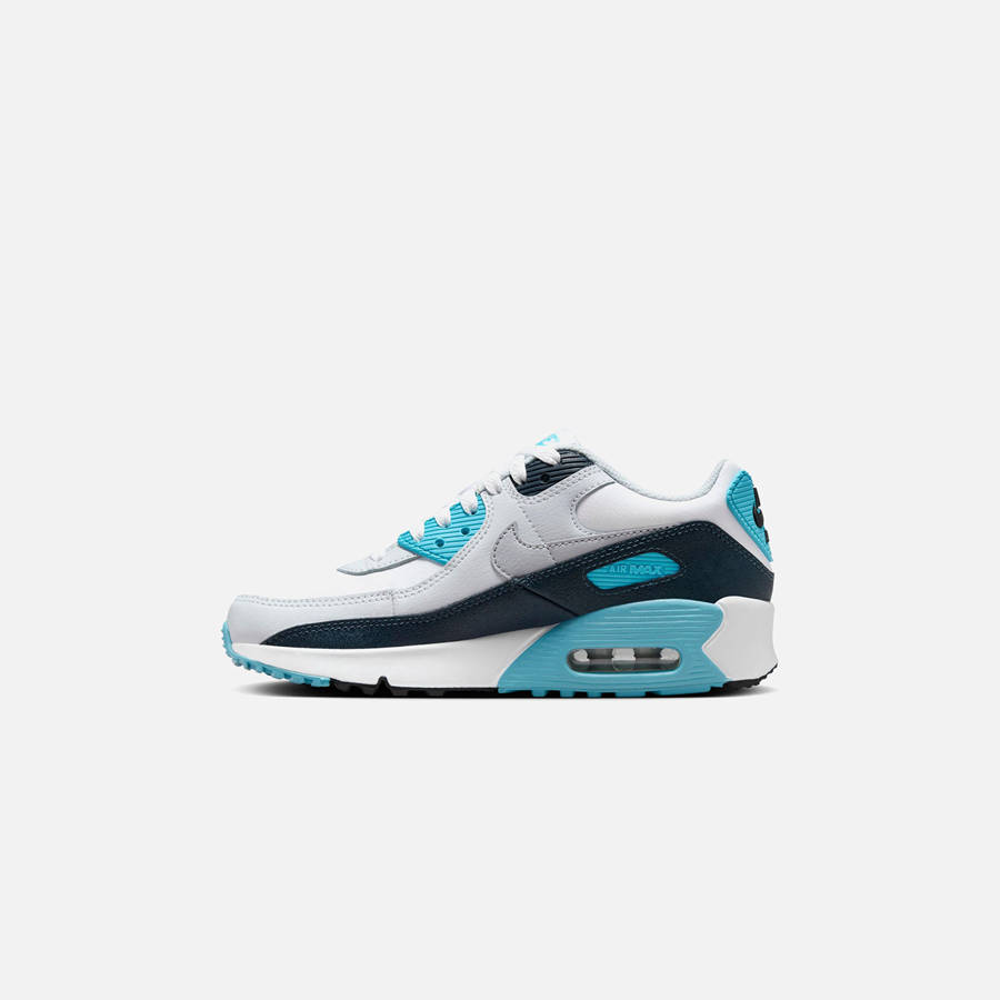 White / Grey / Blue Kids' Kith Nike GS Air Max 90 Sneakers | 5190-XFMLP