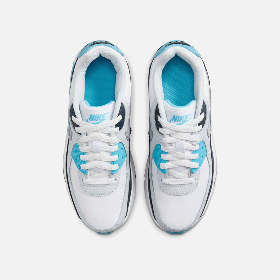 White / Grey / Blue Kids' Kith Nike GS Air Max 90 Sneakers | 5190-XFMLP