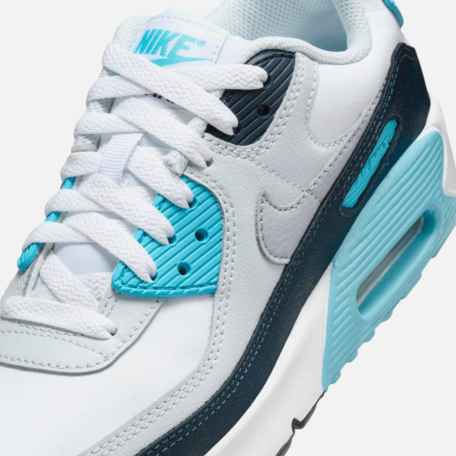 White / Grey / Blue Kids' Kith Nike GS Air Max 90 Sneakers | 5190-XFMLP