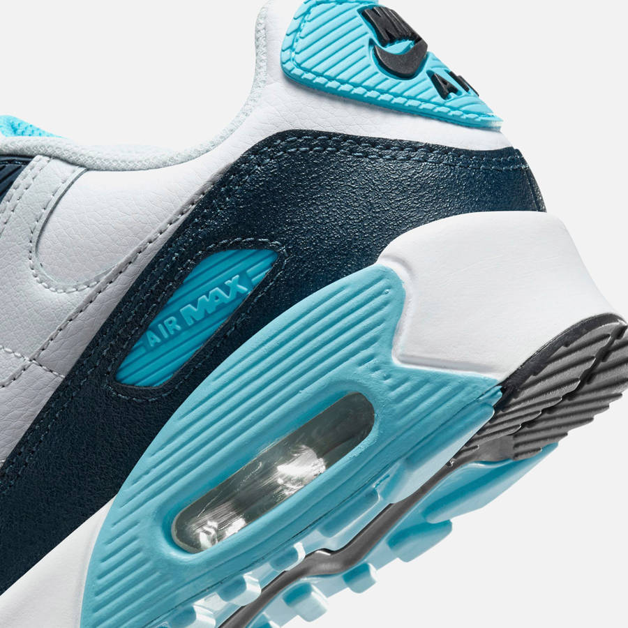 White / Grey / Blue Kids' Kith Nike GS Air Max 90 Sneakers | 5190-XFMLP
