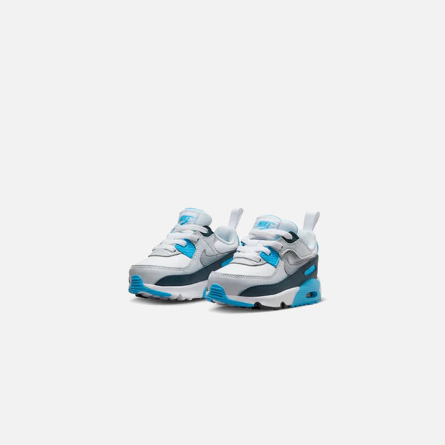 White / Grey / Blue Kids' Kith Nike TD Air Max 90 Easyon Sneakers | 0186-CAWOD