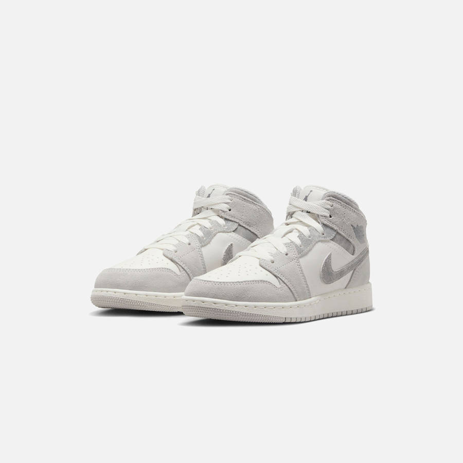 White / Grey / Green Kids' Kith Jordan GS Air Jordan 1 Mid SE Sneakers | 6231-ROUZN