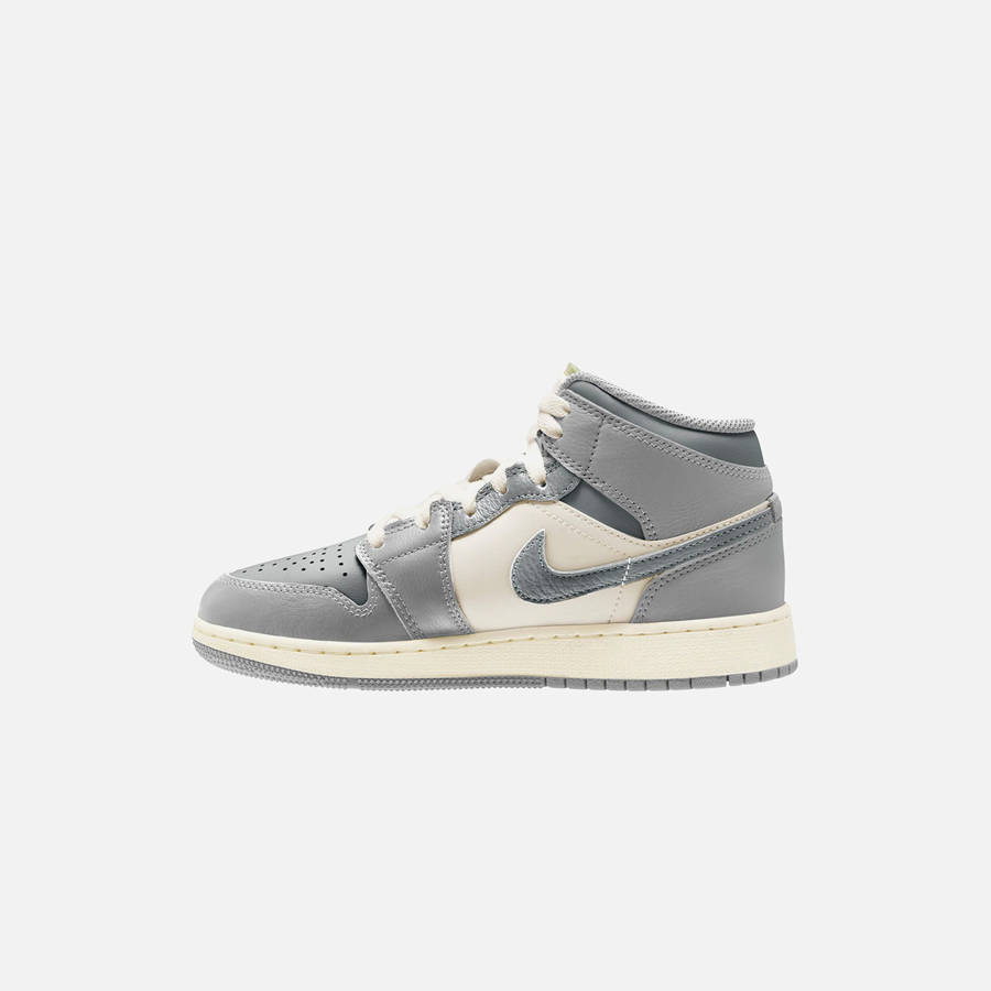 White / Grey / Green Kids' Kith Jordan GS Air Jordan 1 Mid SE Sneakers | 6231-ROUZN
