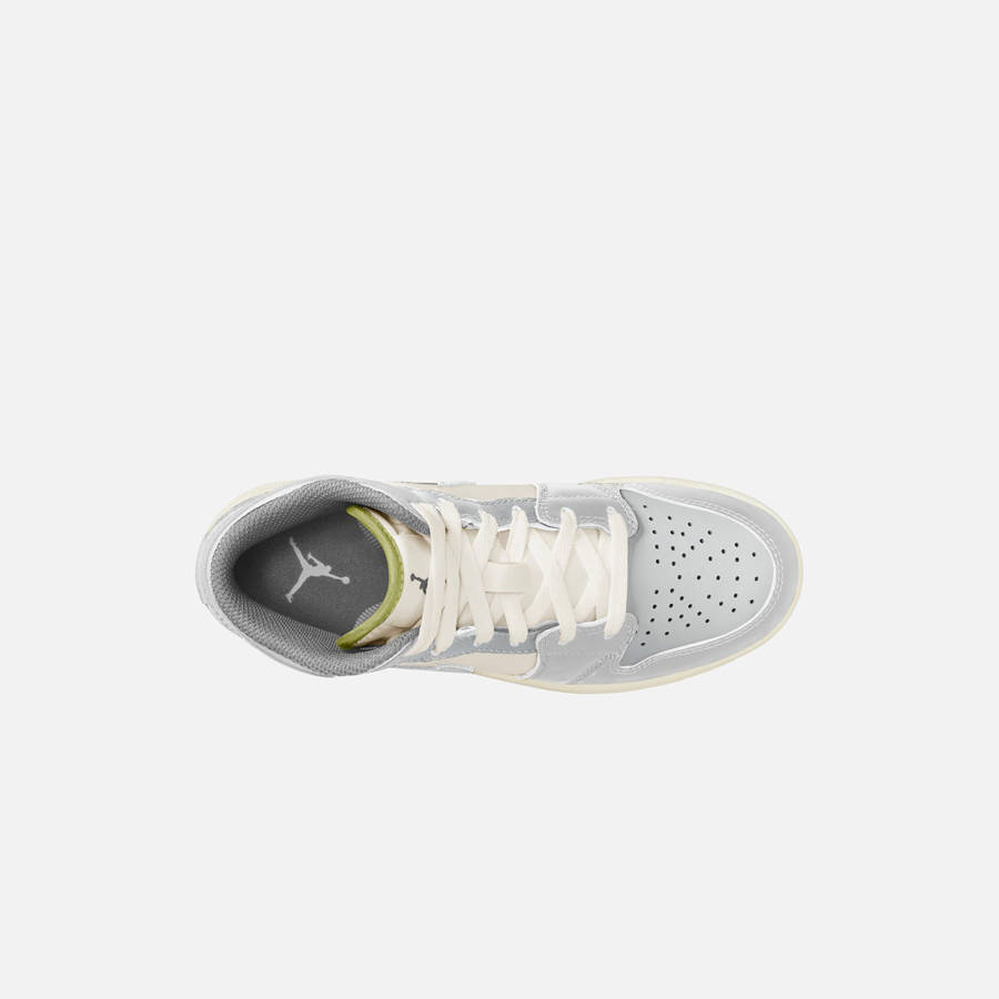 White / Grey / Green Kids' Kith Jordan GS Air Jordan 1 Mid SE Sneakers | 6231-ROUZN