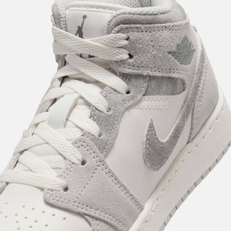 White / Grey / Green Kids' Kith Jordan GS Air Jordan 1 Mid SE Sneakers | 6231-ROUZN