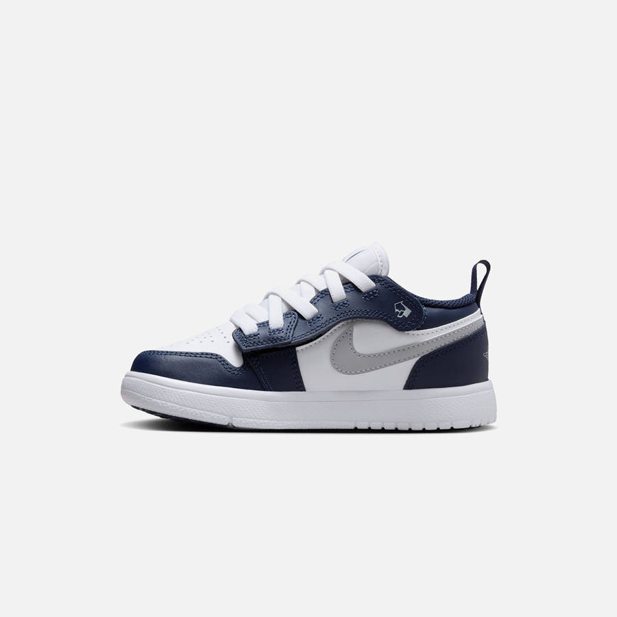White / Grey / Navy Kids' Kith Nike Air Jordan 1 Low ALT Pre-School Sneakers | 2601-VWHEO