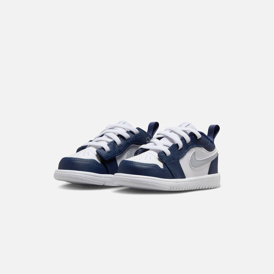 White / Grey / Navy Kids' Kith Nike Air Jordan Toddler 1 Low Sneakers | 9508-CXRHT