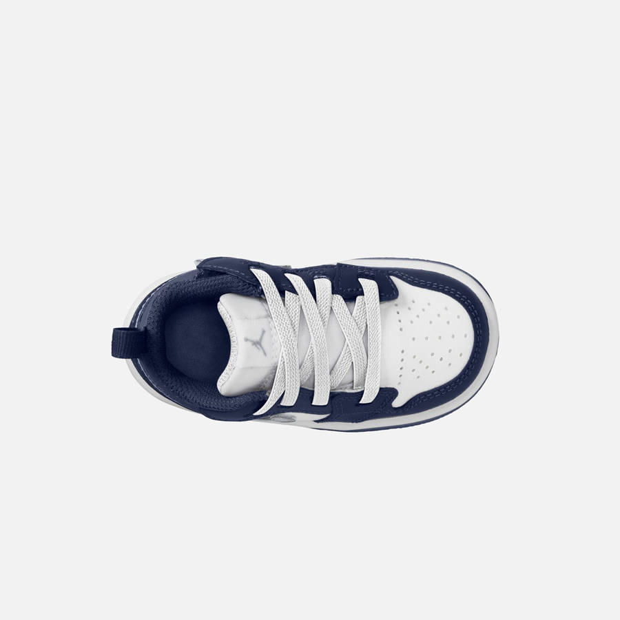 White / Grey / Navy Kids' Kith Nike Air Jordan Toddler 1 Low Sneakers | 9508-CXRHT