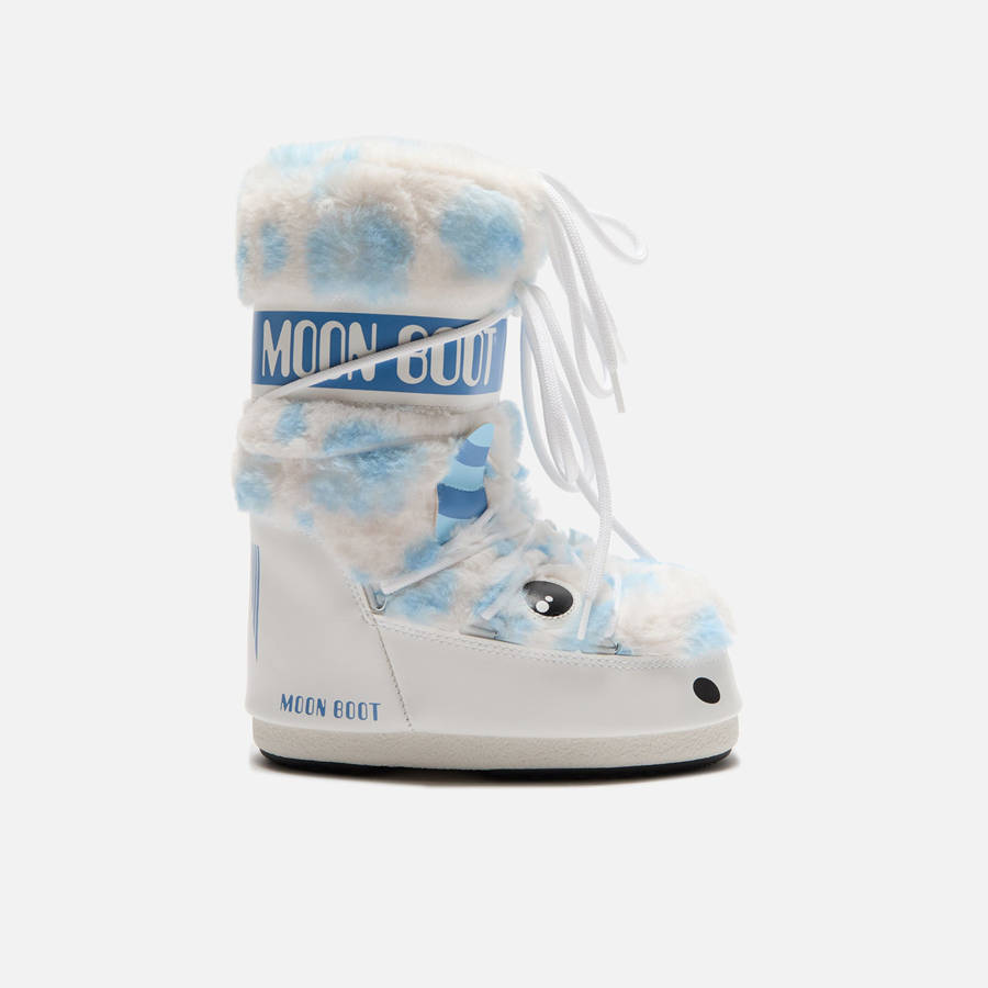 White / Light Blue Kids' Kith Moon Icon Yeti Boots | 0872-NXYPC