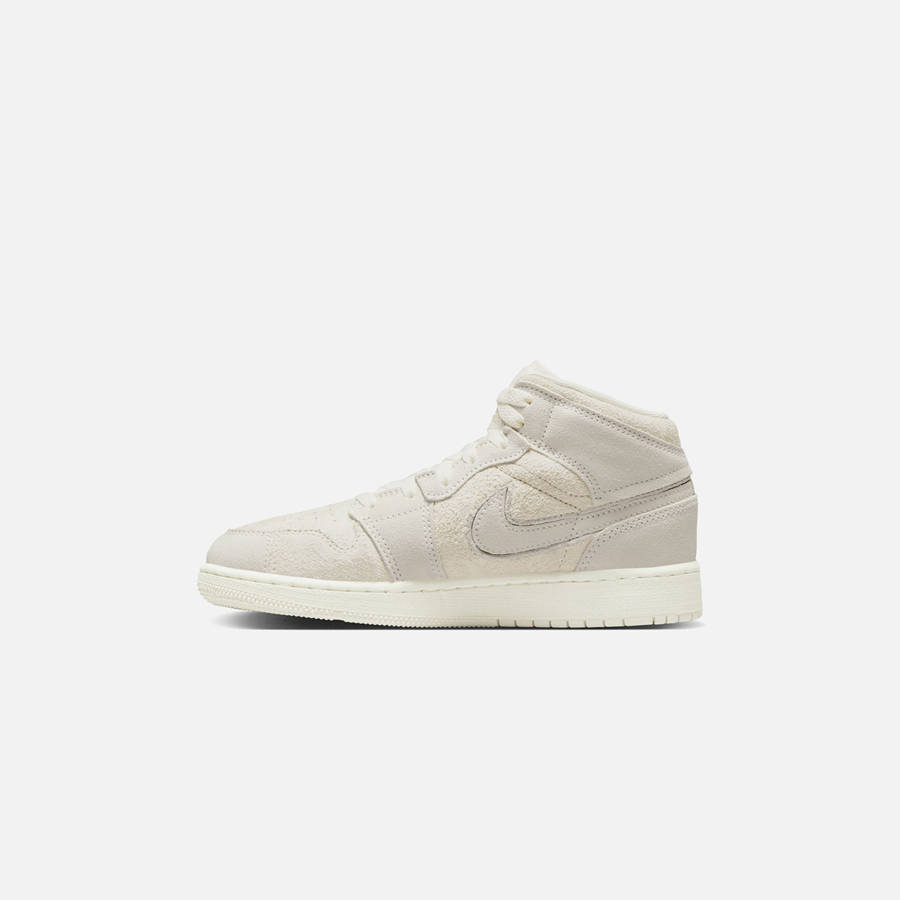 White / Light Brown Kids' Kith Jordan GS Air Jordan 1 Mid SE Craft Sneakers | 3627-QWUYV