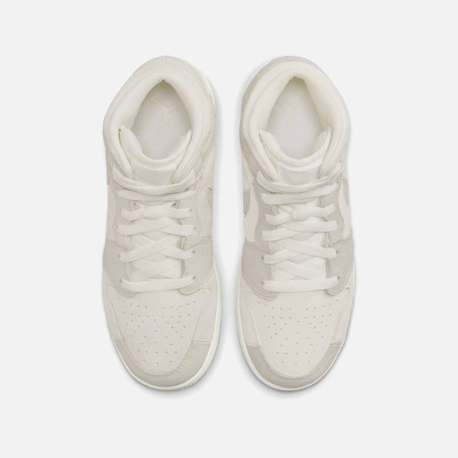 White / Light Brown Kids' Kith Jordan GS Air Jordan 1 Mid SE Craft Sneakers | 3627-QWUYV