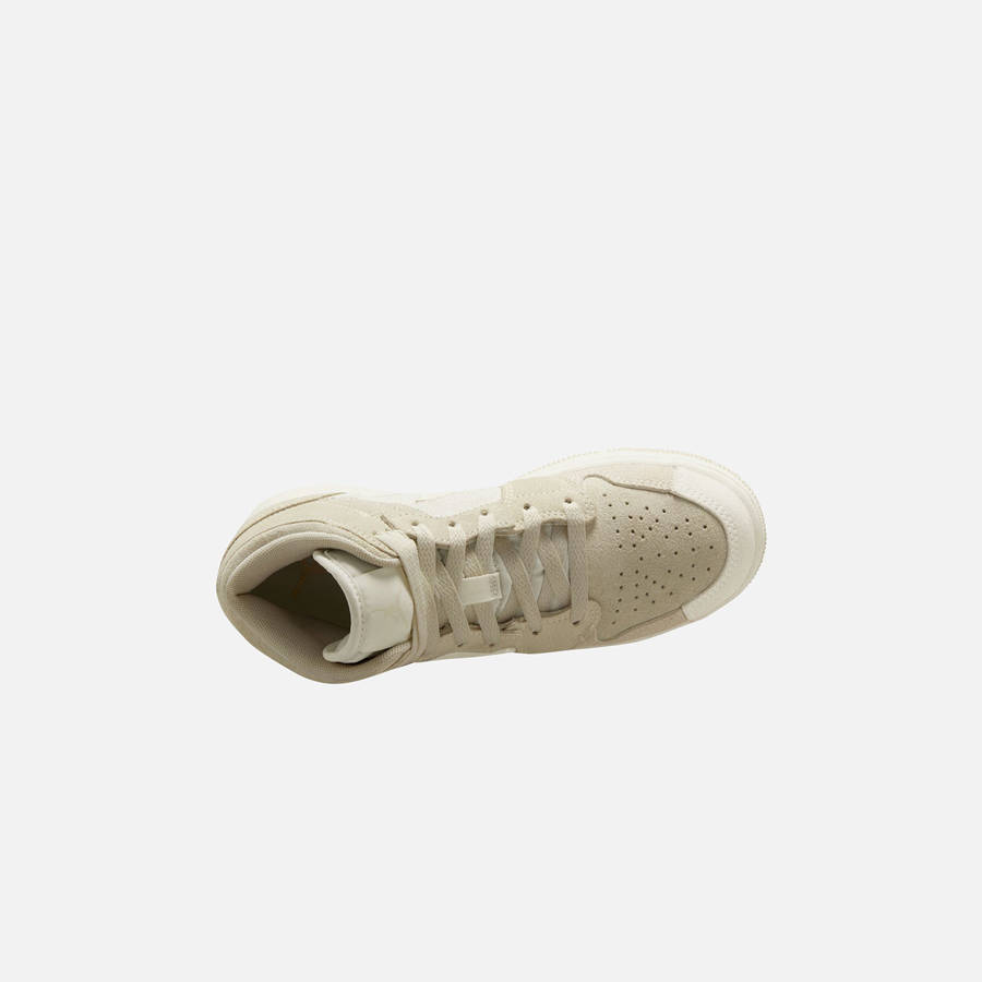 White / Light Brown Kids' Kith Jordan GS Air Jordan 1 Mid SE Craft Sneakers | 3627-QWUYV