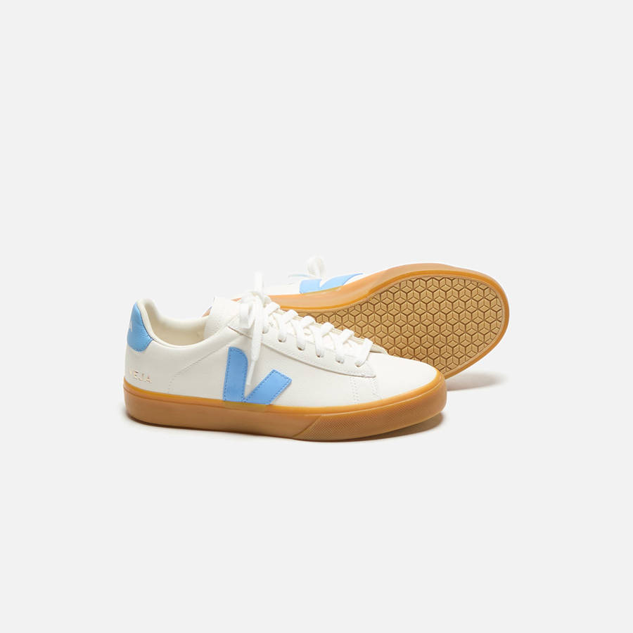 White / Light Turquoise Women Kith Veja WMNS Campo Sneakers | 0249-GQYXC