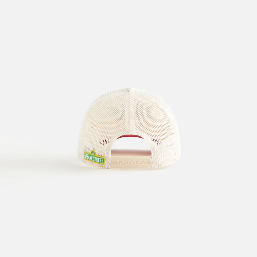 White / Orange Kids' Kith for Sesame Street Elmo Trucker Hat Headwear | 1698-GNYFR