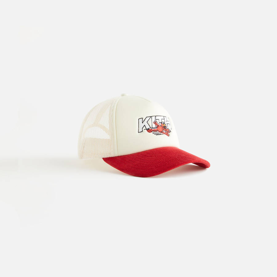 White / Orange Kids' Kith for Sesame Street Elmo Trucker Hat Headwear | 1698-GNYFR