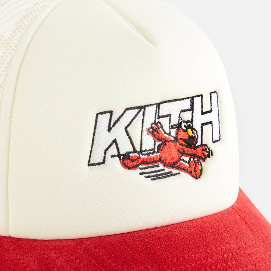 White / Orange Kids' Kith for Sesame Street Elmo Trucker Hat Headwear | 1698-GNYFR