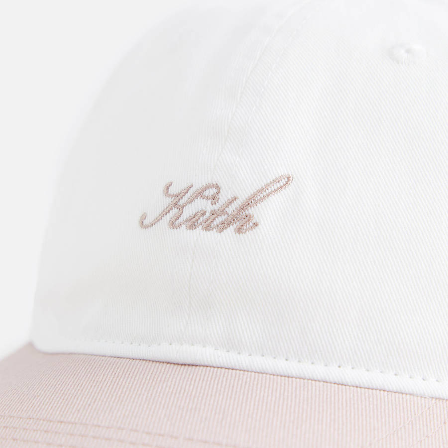White / Pink Kids' Kith Script Greenwich Cap Headwear | 3209-GTEJK