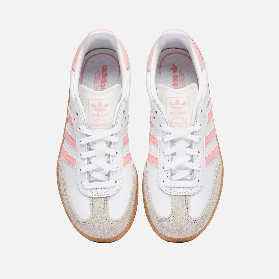 White / Pink Kids' Kith adidas Samba OG Sneakers | 6290-YLZAE