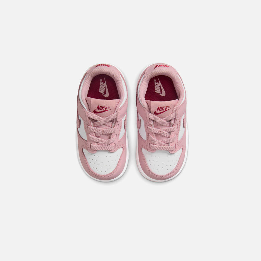 White / Pink / Burgundy Kids' Kith Nike TD Dunk Low Sneakers | 8560-MVCLZ