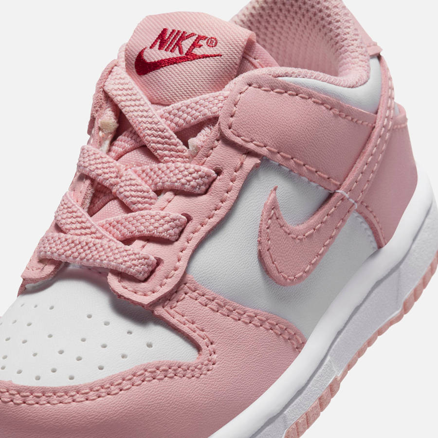 White / Pink / Burgundy Kids' Kith Nike TD Dunk Low Sneakers | 8560-MVCLZ