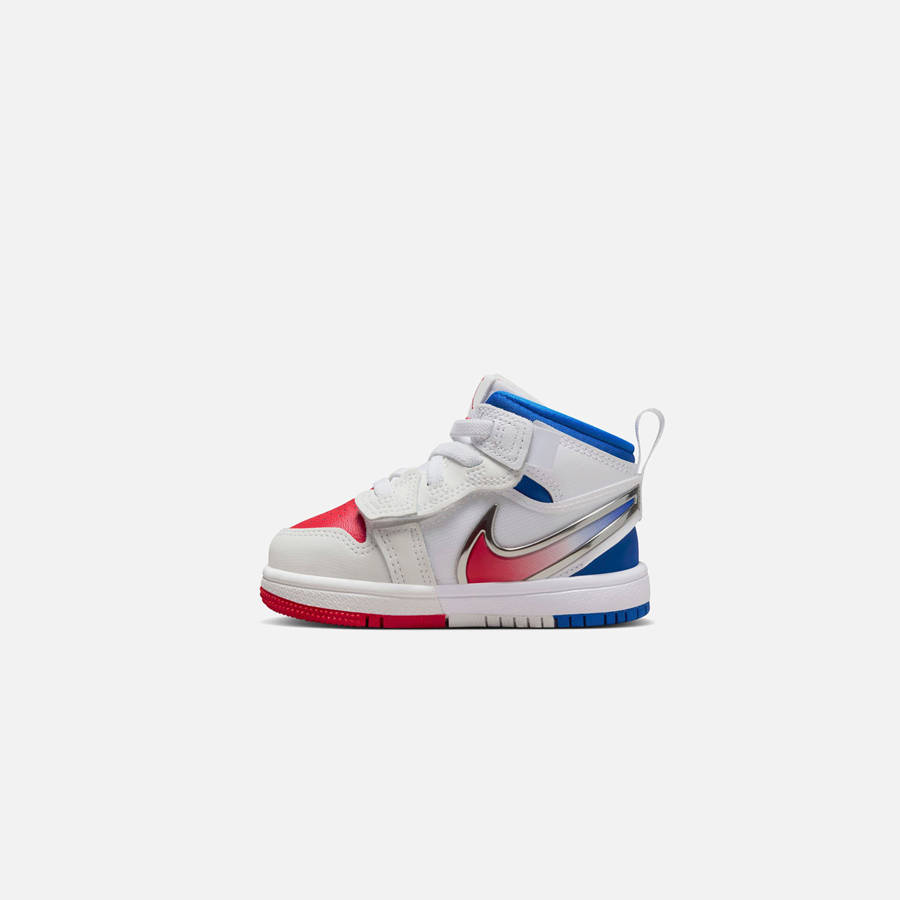 White / Red / Blue Kids' Kith Nike TD Air Jordan 1 Mid RM Easyon Sneakers | 4673-AMEOZ