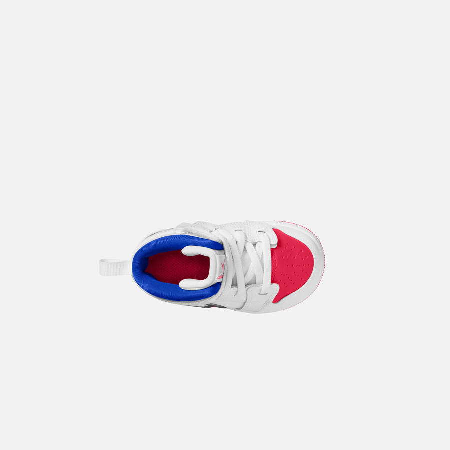 White / Red / Blue Kids' Kith Nike TD Air Jordan 1 Mid RM Easyon Sneakers | 4673-AMEOZ