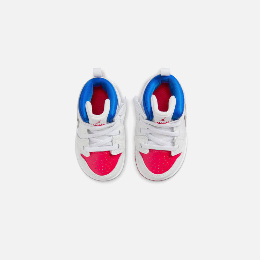White / Red / Blue Kids' Kith Nike TD Air Jordan 1 Mid RM Easyon Sneakers | 4673-AMEOZ