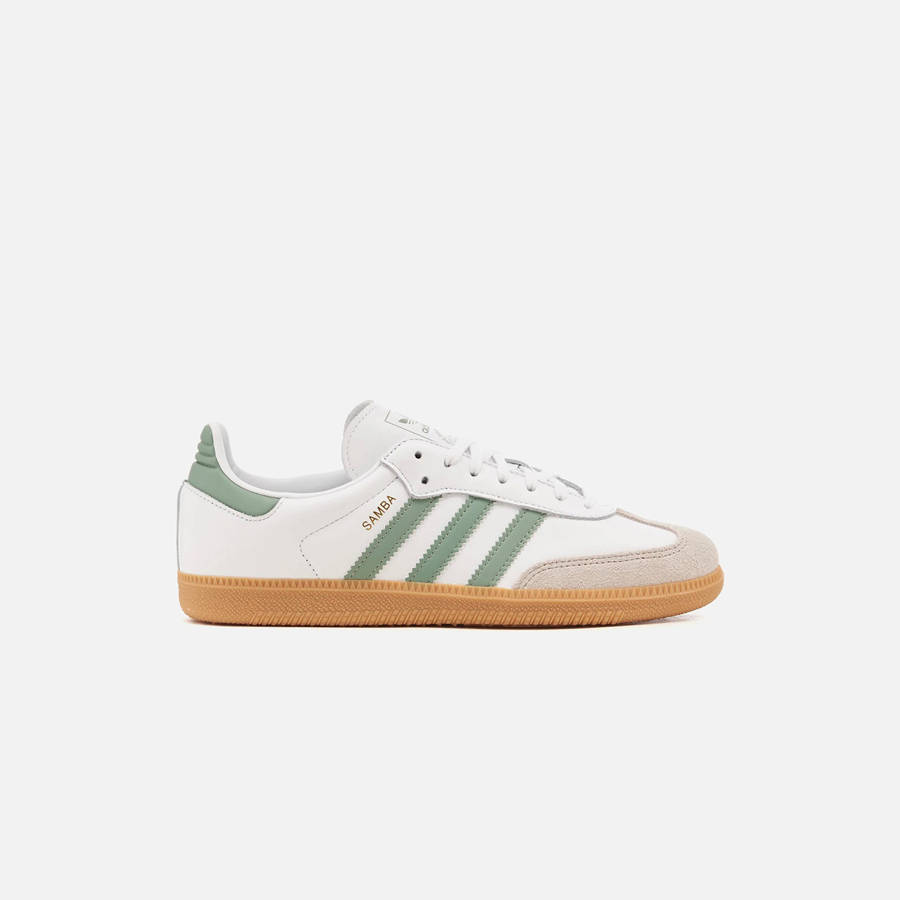 White / Silver Green Kids' Kith adidas Samba OG Sneakers | 2681-MKBOI