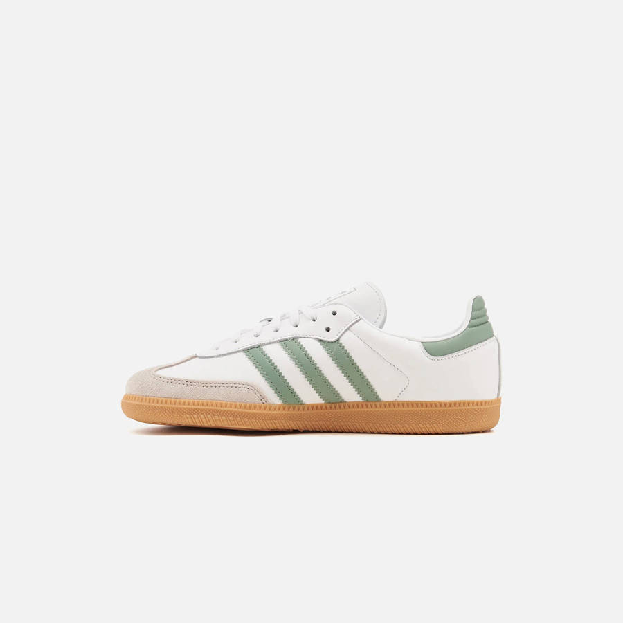 White / Silver Green Kids' Kith adidas Samba OG Sneakers | 2681-MKBOI