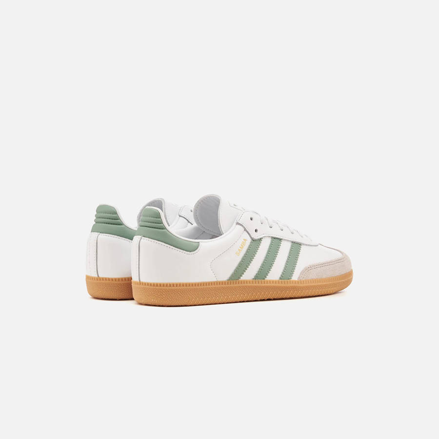 White / Silver Green Kids' Kith adidas Samba OG Sneakers | 2681-MKBOI
