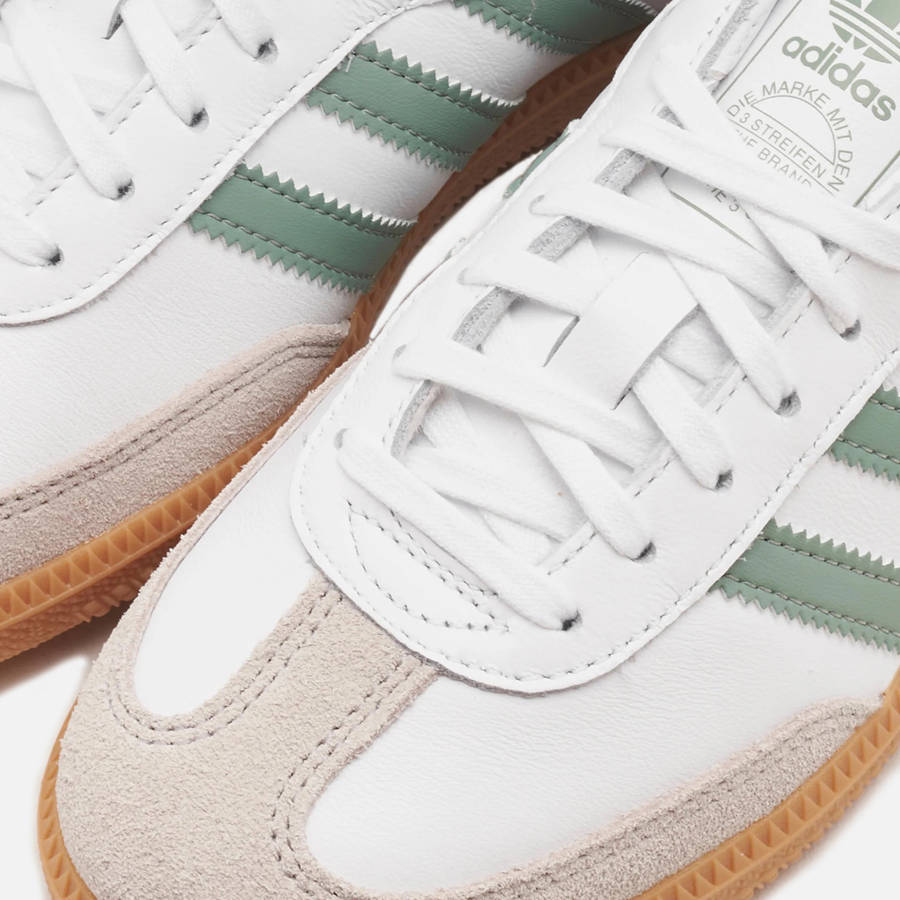White / Silver Green Kids' Kith adidas Samba OG Sneakers | 2681-MKBOI