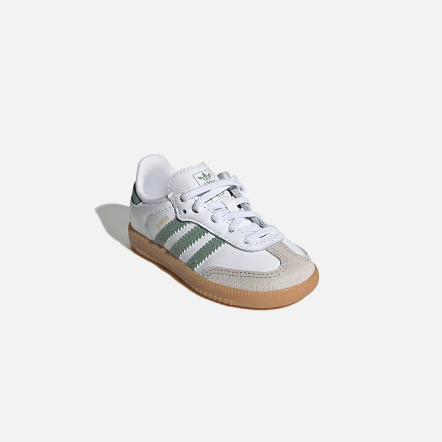White / Silver Green Kids' Kith adidas TD Samba OG Sneakers | 9862-CVDJG