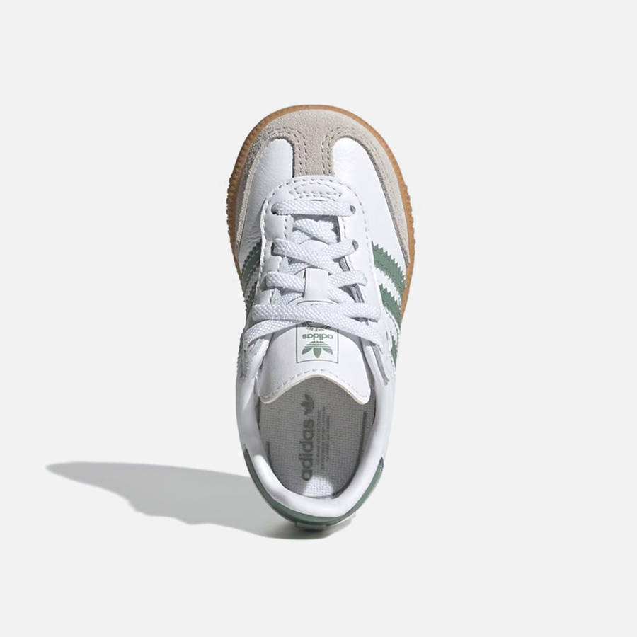 White / Silver Green Kids' Kith adidas TD Samba OG Sneakers | 9862-CVDJG