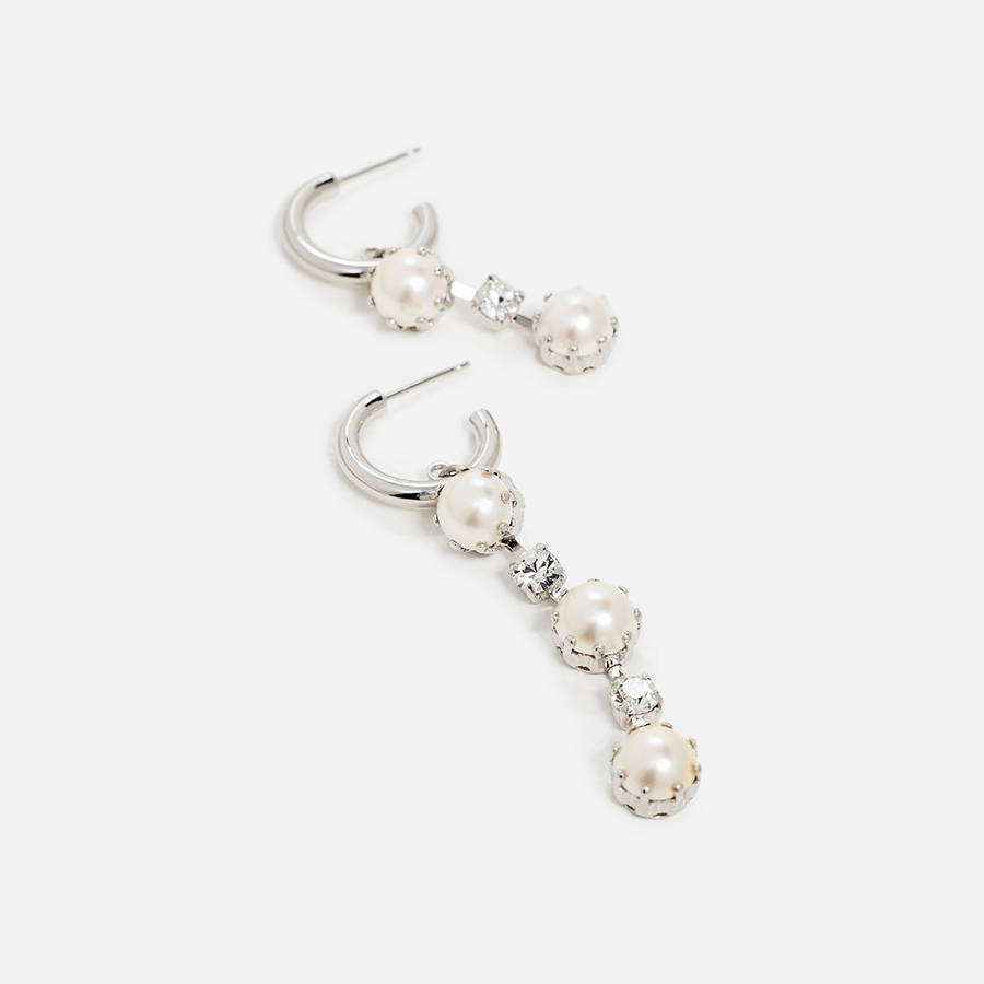 White / Silver Women Kith Justine Clenquet Moriah Earrings Jewelry | 5071-XMEKZ