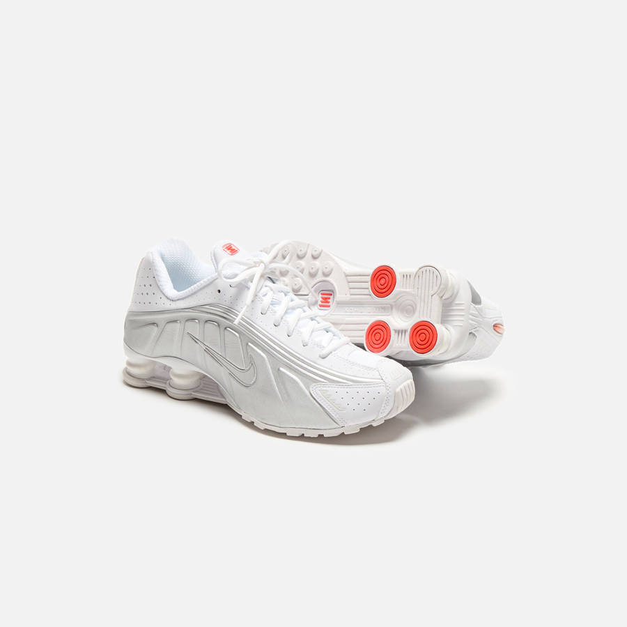 White / Silver / Orange Women Kith Nike WMNS Shox R4 Sneakers | 9146-RGQWN