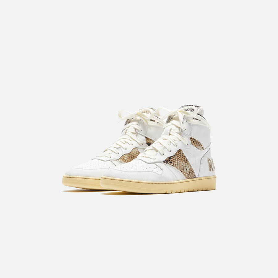 White / Snake Men Kith Rhude Rhecess High Sneakers | 4102-GFONL