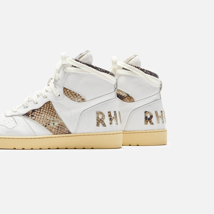 White / Snake Men Kith Rhude Rhecess High Sneakers | 4102-GFONL