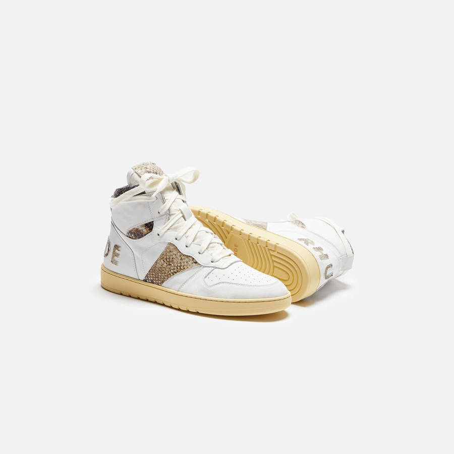 White / Snake Men Kith Rhude Rhecess High Sneakers | 4102-GFONL