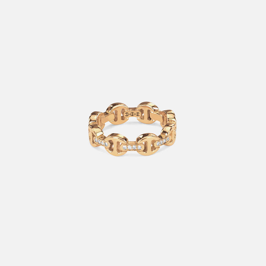 Yellow Gold Women Kith Hoorsenbuhs Dame Tri-Link Ring with Diamond Bridges Jewelry | 9138-WEATJ